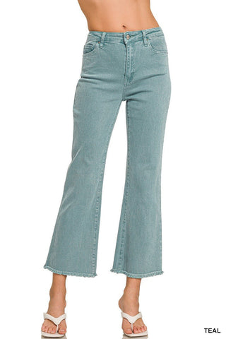You're Cute HW Frayed Wide Leg Jeans - Bray and Em Boutique