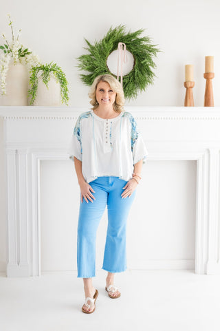 You're Cute HW Frayed Wide Leg Jeans - Bray and Em Boutique