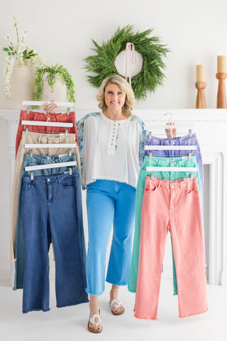 You're Cute HW Frayed Wide Leg Jeans - Bray and Em Boutique