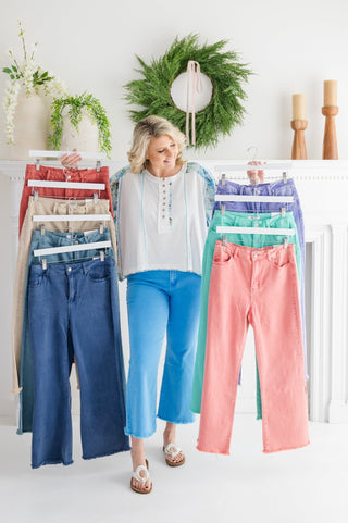 You're Cute HW Frayed Wide Leg Jeans - Bray and Em Boutique