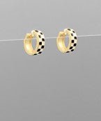 You're Queen Checker Huggie Hoops - Bray and Em Boutique