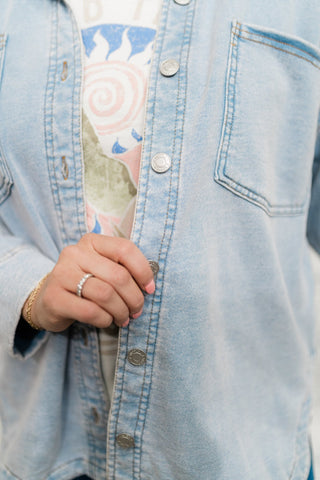 Z Supply All Day Knit Denim Shacket - Bray and Em Boutique