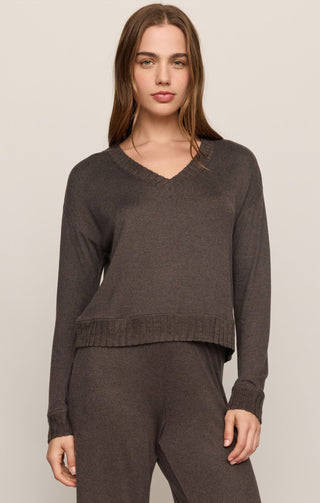 Z - SUPPLY: Cocoa Comfort V-Neck Sweater - Bray and Em Boutique
