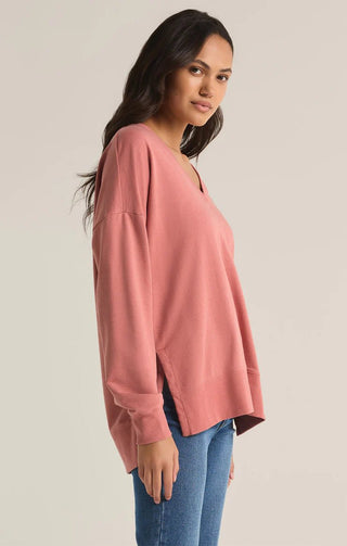 Z - Supply Modern V - Neck Weekender Sweatshirt - Bray and Em Boutique
