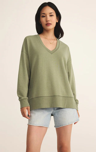 Z - Supply Modern V - Neck Weekender Sweatshirt - Bray and Em Boutique