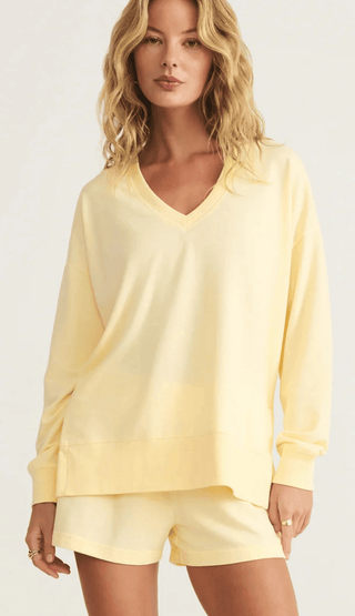 Z - Supply Modern V - Neck Weekender Sweatshirt - Bray and Em Boutique