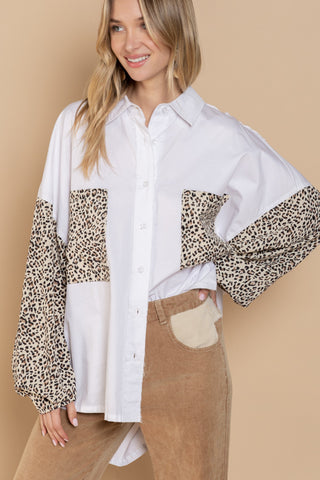 *Final Sale* Leopard Sleeve Button Down