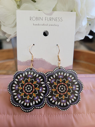 Mandala Print Earrings