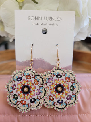 Mandala Print Earrings