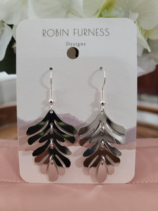 Silver Drop Leaf Earrings