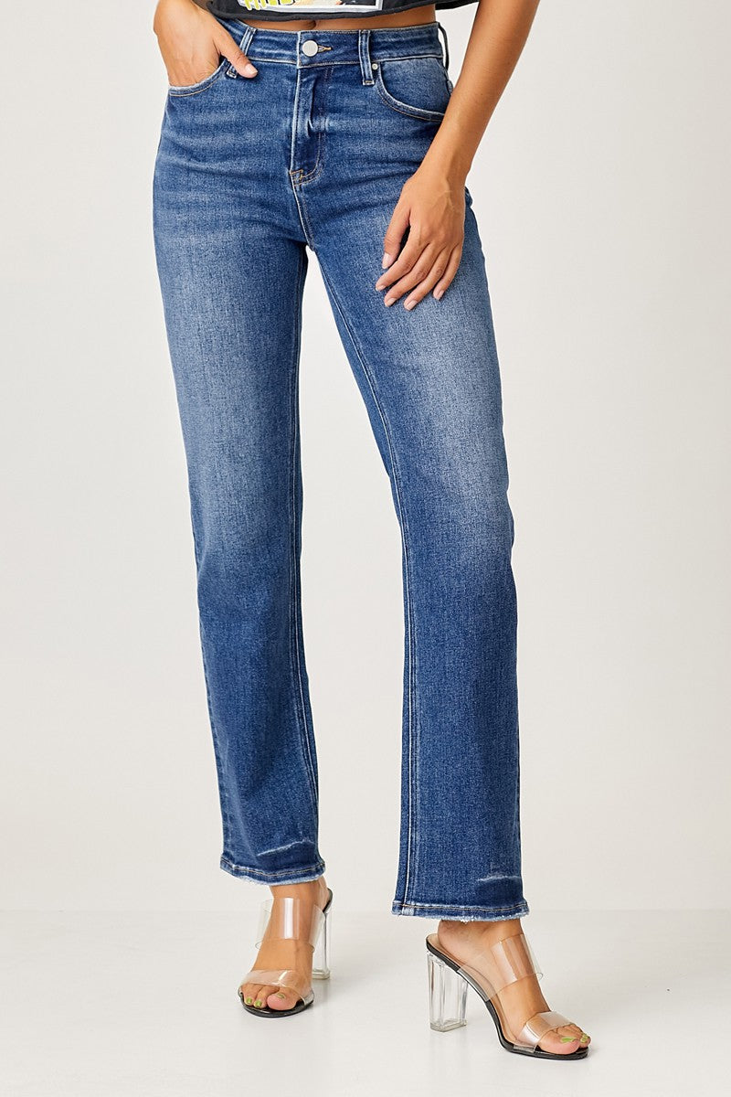 Risen Mid Rise Slim Relaxed Straight Jeans
