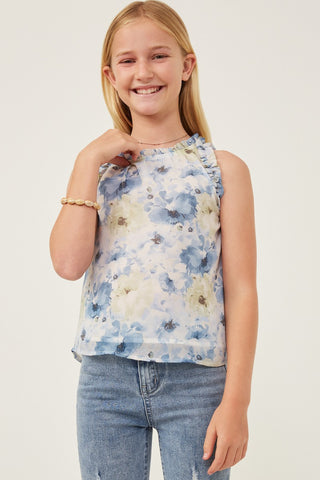 You Flatter Me Floral Chiffon Tank