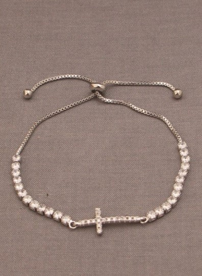 Cubic Zirconia Cross Adjustable Bracelet