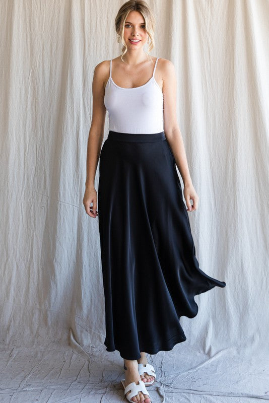 The Solid Satin Skirt