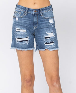 Judy Blue MR Patch Shorts - MEDIUM