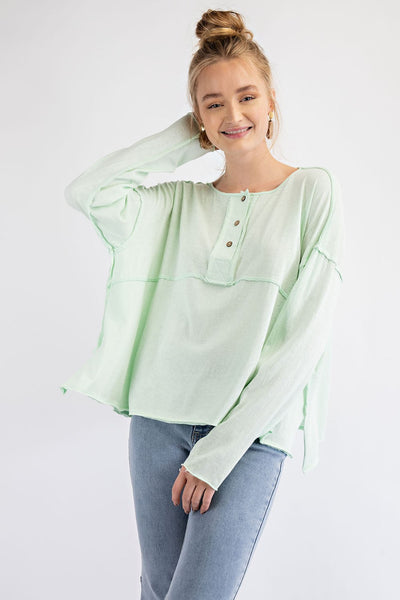 FINAL SALE Easel: Relaxed Henley Top