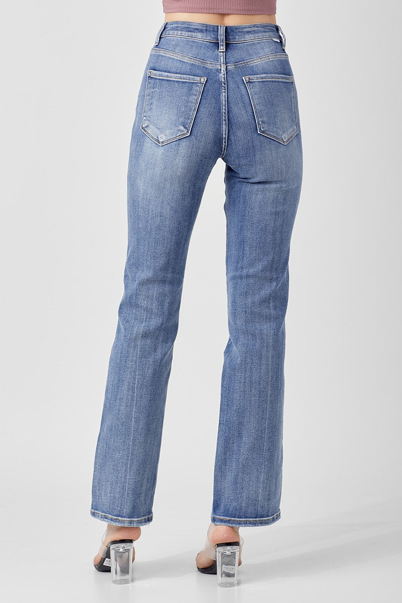 Risen High Rise Slim Straight Jeans with Slit