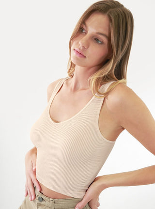 V Neck Ribbed Crop Top