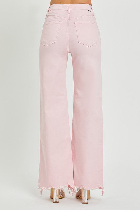 Risen High Rise Wide Leg Pink Jeans – Purple Door Boutique