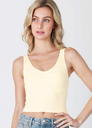 V Neck Ribbed Crop Top