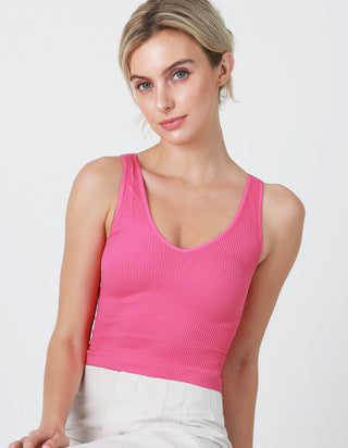 V Neck Ribbed Crop Top