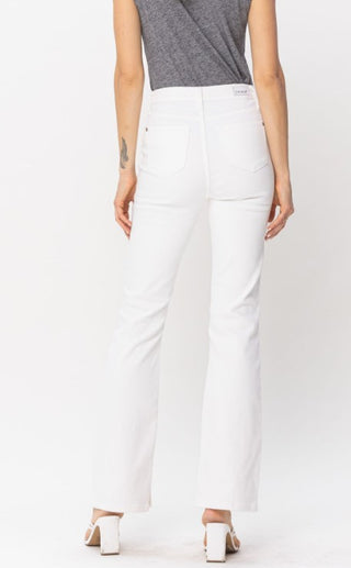 Judy Blue MR White w/Hem Slit Bootcut