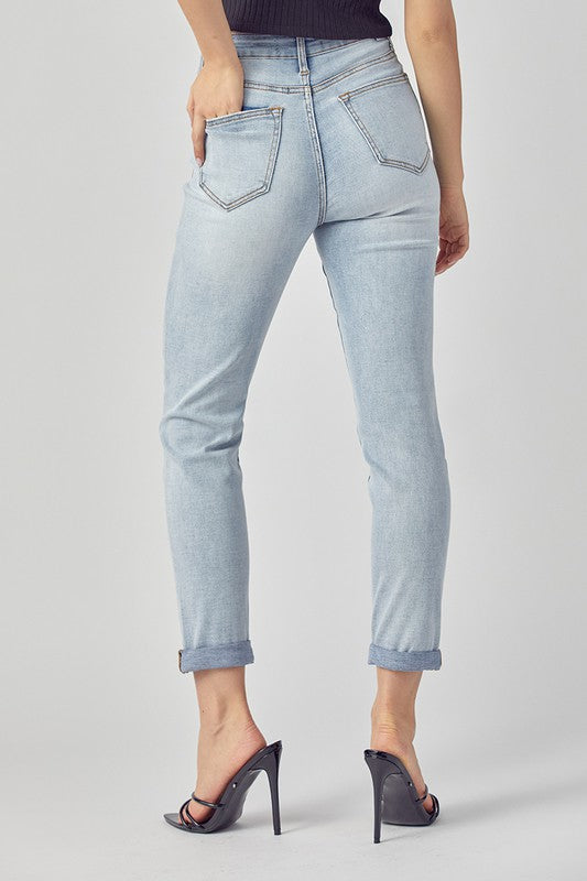 Risen High Rise Rolled Up Girlfriend Jeans