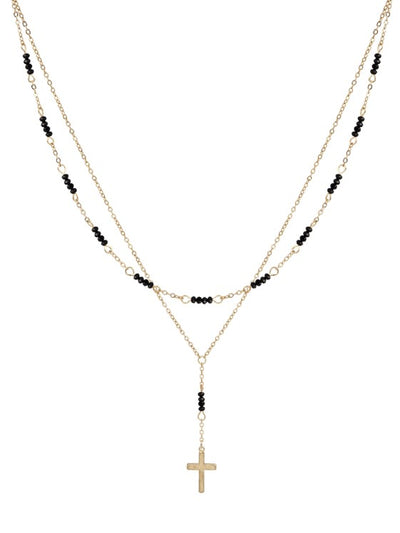 Cross Crystal Beaded Necklace