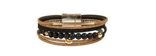 Multi-Layered Leather Magnetic Bracelet