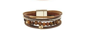 Multi-Layered Leather Magnetic Bracelet