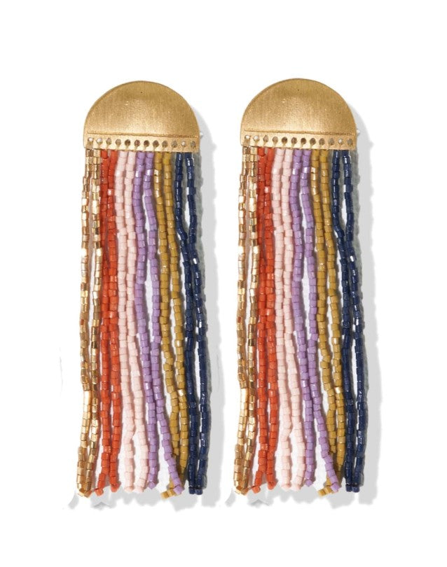 Stripe Fringe Bead Earrings