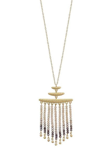 Glass Tassel Pendant Necklace