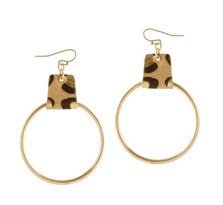 Cheetah Leather Hoop Earrings