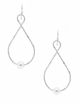 Silver Loop Pearl Earrings