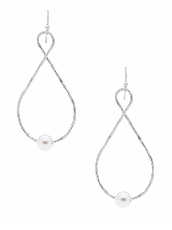 Silver Loop Pearl Earrings