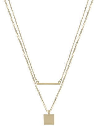 Bar With Square Layered Necklace