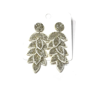 WHITE ON GOLD BEADED EARRINGS