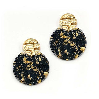 Risen Gold Flake Round Earrings