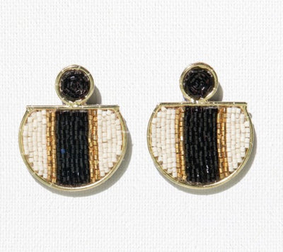 Brass Beaded Cut Circle Earrings