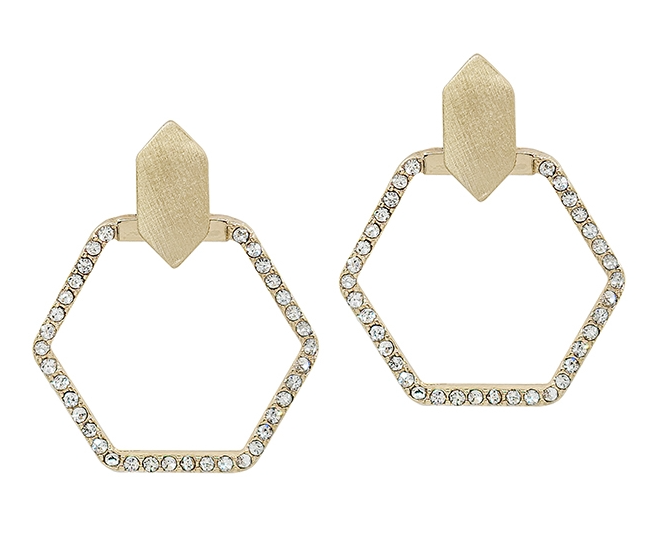 Hexagon Rhinestone Earrings