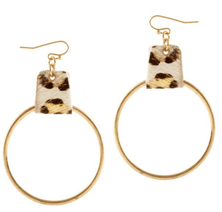 Cheetah Leather Hoop Earrings