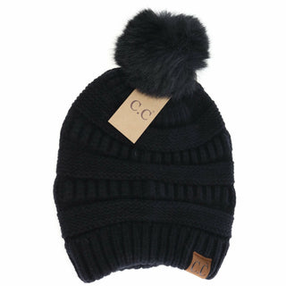 Super Soft Matching Fur Pom Beanie