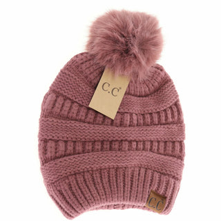 Super Soft Matching Fur Pom Beanie