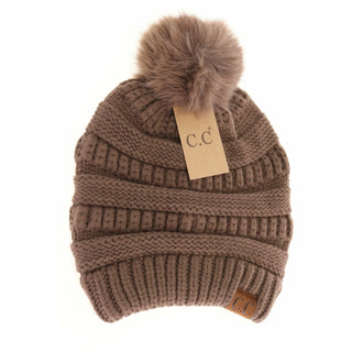 Super Soft Matching Fur Pom Beanie