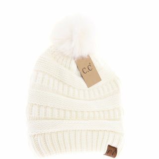 Super Soft Matching Fur Pom Beanie