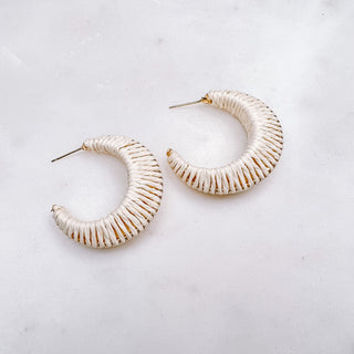 Raffia Wrapped Hoop Earrings