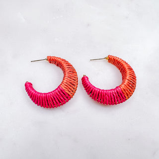 Raffia Wrapped Hoop Earrings