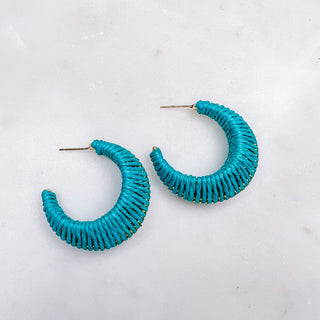 Raffia Wrapped Hoop Earrings