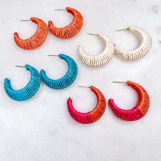 Raffia Wrapped Hoop Earrings