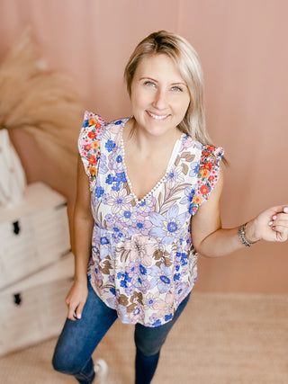 Who Can Say Purple Floral Top